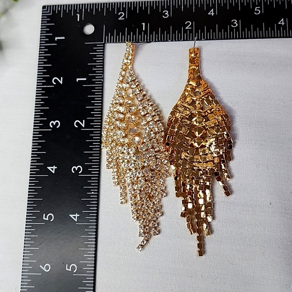 Stunning Bling Statement Gold and Crystal Necklace and Earrings Set New - Picture 14 of 14